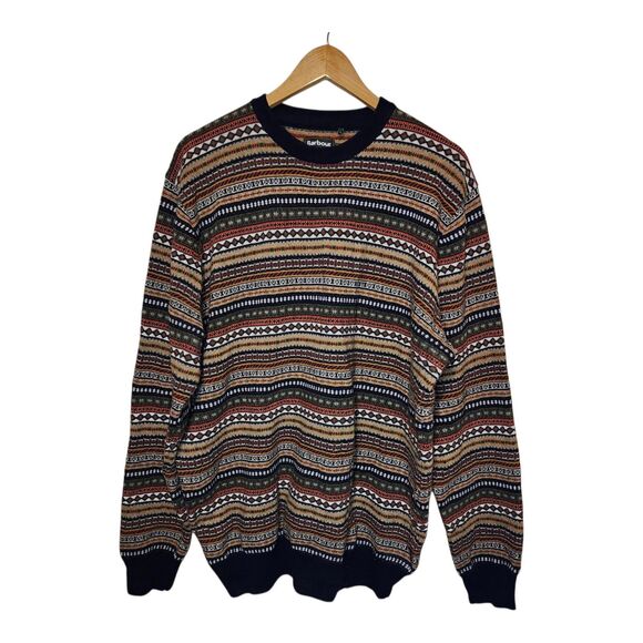 Barbour Merino Wool Cashmere Sweater Nordic Fair Isle Aztec Men's XXL 2X - Picture 1 of 14